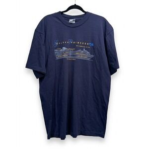 VINTAGE 2001 Princess ITALY Cruise Golden Navy Graphic T-Shirt 3XL Y2k Ship Sail